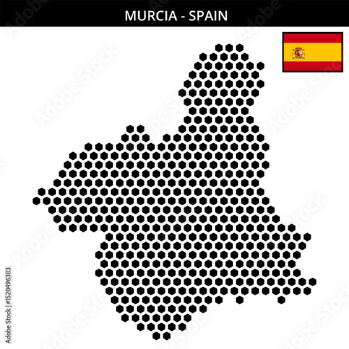Big hexagonal dotted map of murcia in Spain