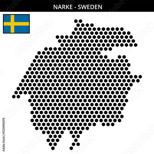 Big hexagonal dotted map of Narke in Sweden