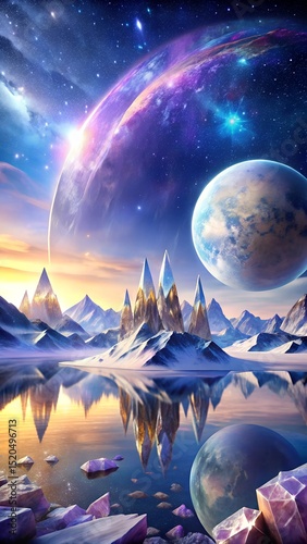 Elegant glass sphere planet with glowing light effects in space ideal for business posters vertical phone ads and digital wallpapers laralara for creating ads news