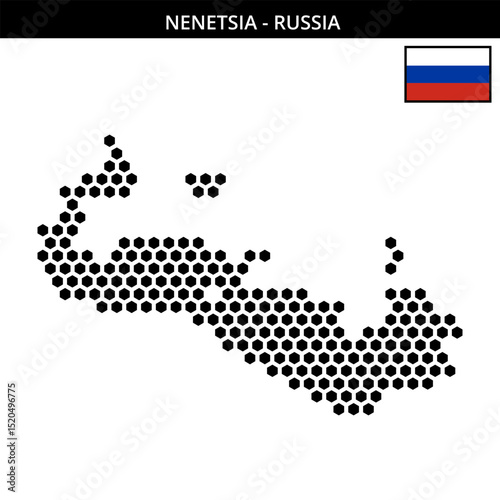Big hexagonal dotted map of Nenetsia in Russia