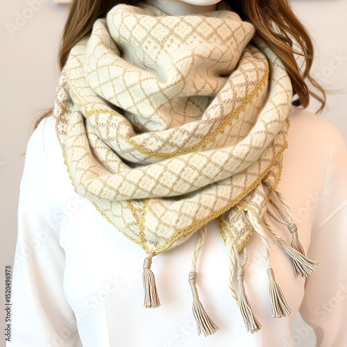 A vintage-inspired scarf updated with metallic threads and smart heating capabilities