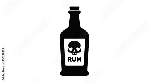 National Rum Day, Celebrate National Bartender Day, Victoria Day, Rum Bottle Icon Skull Label Pirate Themed Illustrations Halloween Designs, Photo Illustration Image Picture 