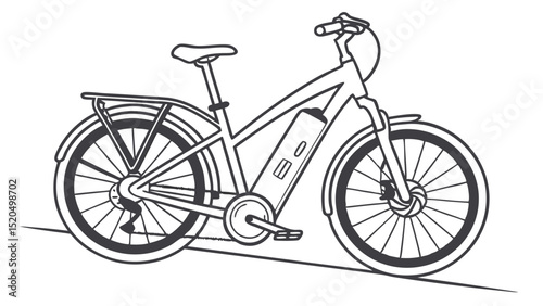 Electric bike outline vector illustration for coloring pages and educational materials for kids and adults