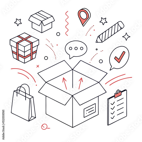 Open box with business items