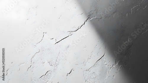 Textured light gray surface with cracks and shadows. photo