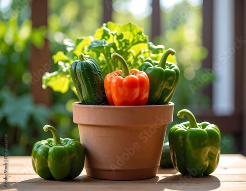 Fresh vegetables in a terracotta pot