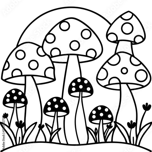 Simple Mushroom Forest Illustration