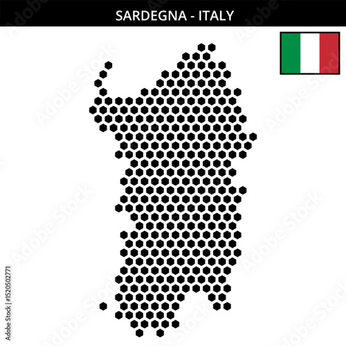 Big hexagonal dotted map of sardegna in Italy