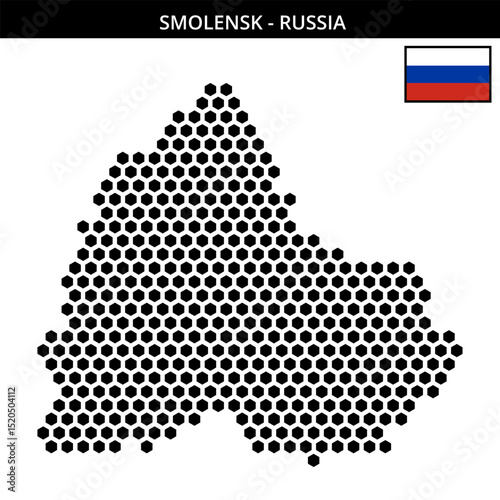 Big hexagonal dotted map of smolensk in Russia