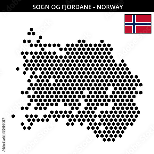 Big hexagonal dotted map of sogn-og-fjordane in Norway