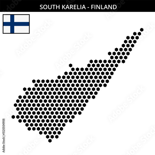 Big hexagonal dotted map of south-karelia in Finland