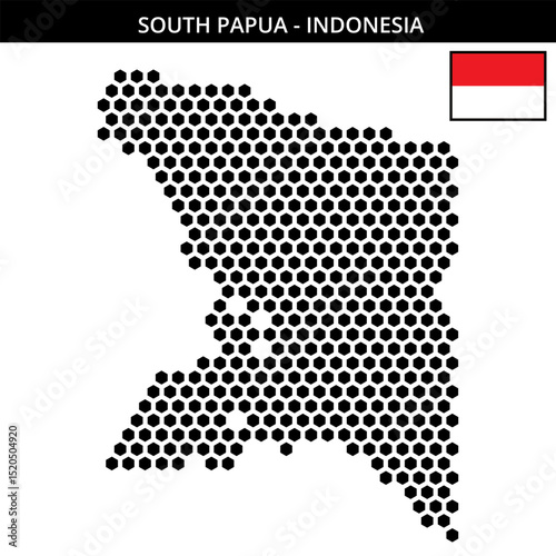 Big hexagonal dotted map of south-papua in Indonesia