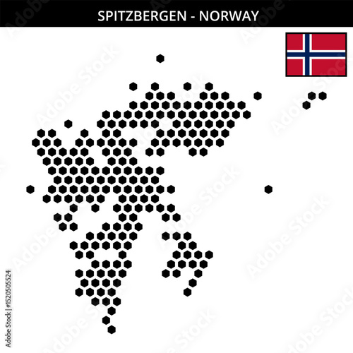 Big hexagonal dotted map of spitzbergen in Norway