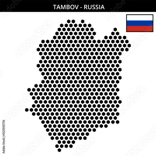 Big hexagonal dotted map of Tambov in Russia