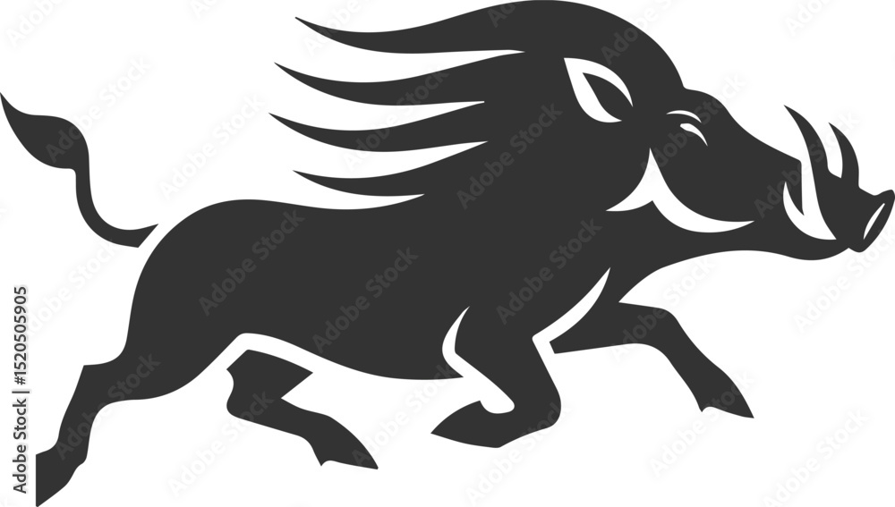 Fototapeta premium Vector silhouette of a warthog animal isolated drawing black