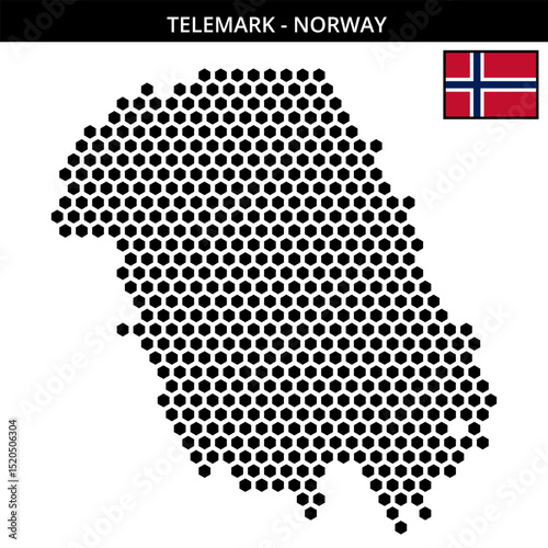 Big hexagonal dotted map of telemark in Norway