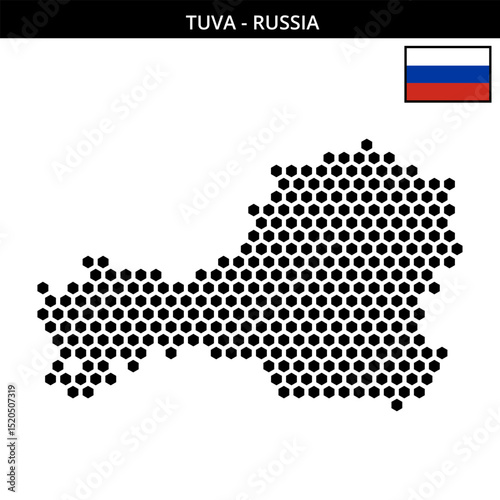 Big hexagonal dotted map of Tuva in Russia