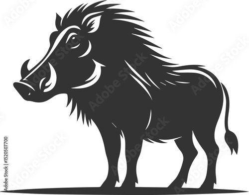 Papier peint Vector silhouette of a warthog animal isolated drawing black