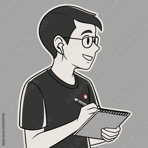 Man taking notes illustration