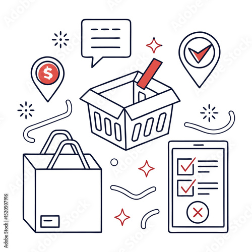 Online ordering illustration concept