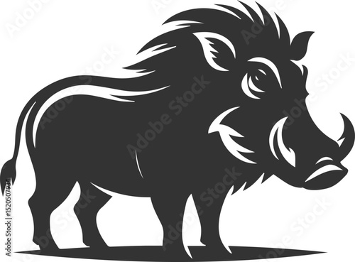 Bild auf Leinwand Vector silhouette of a warthog animal isolated drawing black
