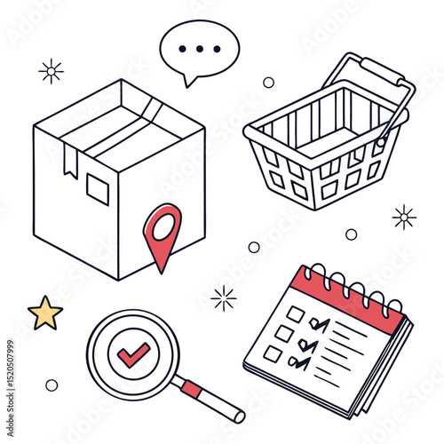 Online shopping order fulfillment illustration
