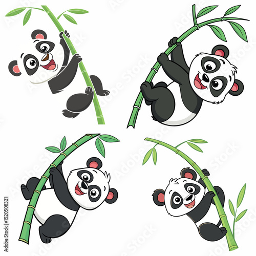 panda with bamboo Vector illustration