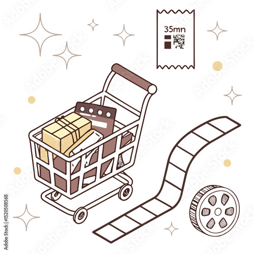 Shopping cart isometric illustration