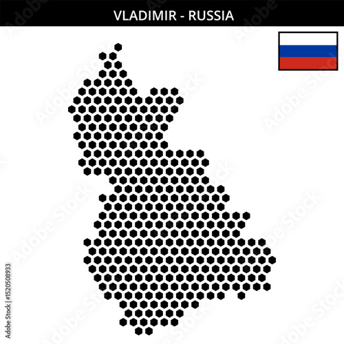 Big hexagonal dotted map of Vladimir in Russia