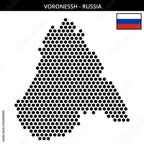 Big hexagonal dotted map of Voronessh in Russia