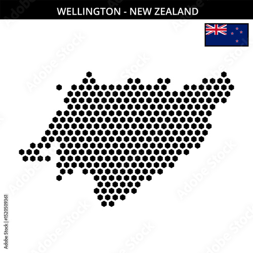 Big hexagonal dotted map of wellington in New Zealand