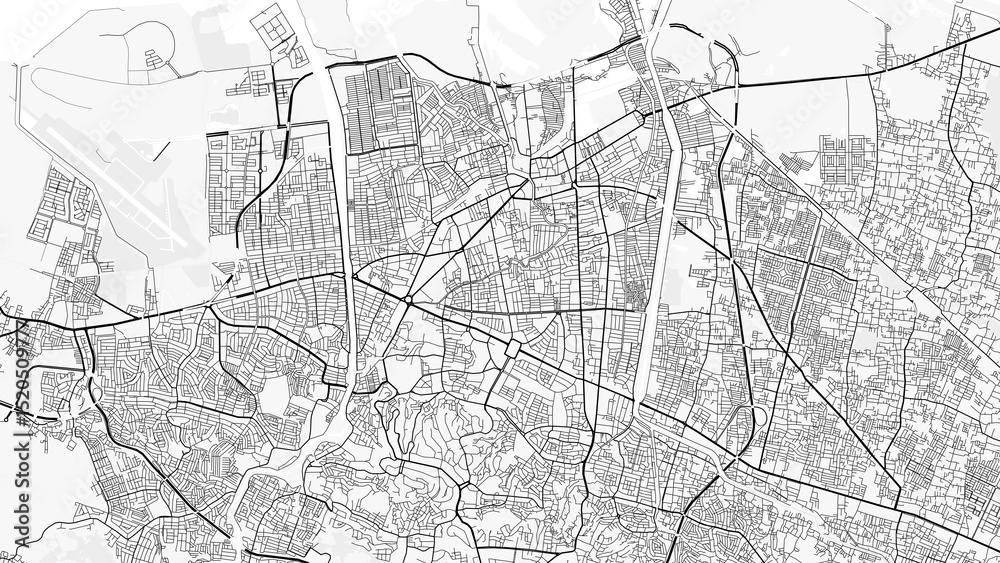 Fototapeta premium Semarang City Map. Minimalist black and white line art poster for printing, wallpaper, wall art for home and office decor