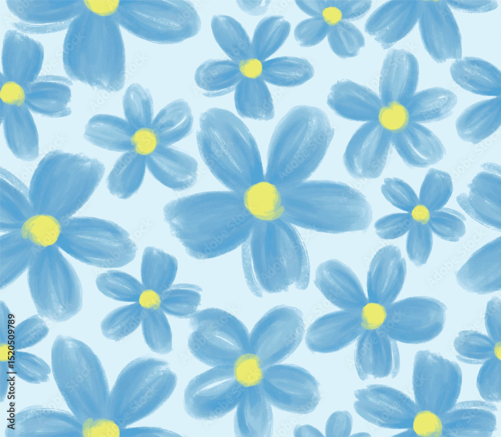 Fototapeta premium Hand drawn flower pattern Image. Seamless floral print. 