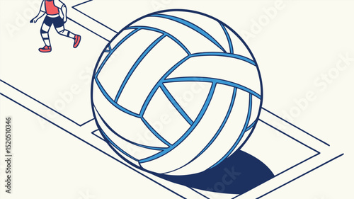 Volleyball sport illustration of player and ball on court for graphic design and digital art projects