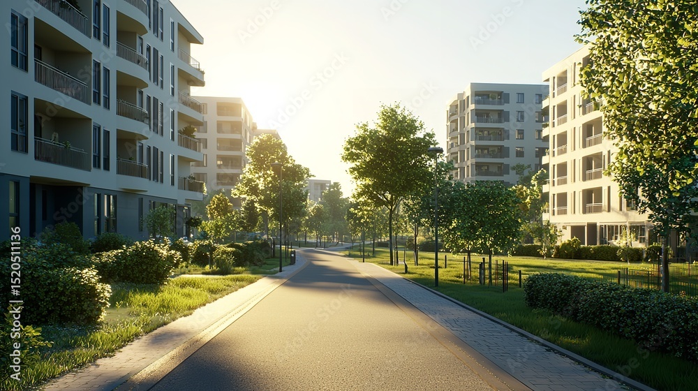 custom made wallpaper toronto digitalModern Apartment Buildings in a Green Residential Neighborhood