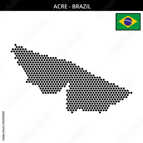 Medium hexagonal dotted map of acre in Brazil