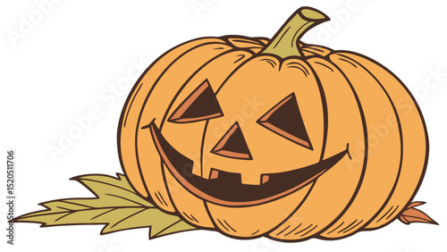 Halloween pumpkin jack o lantern illustration vector image for october spooky season and fall holidays