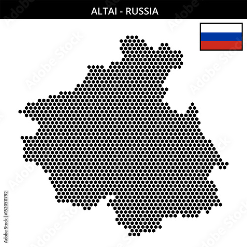 Medium hexagonal dotted map of Altai in Russia