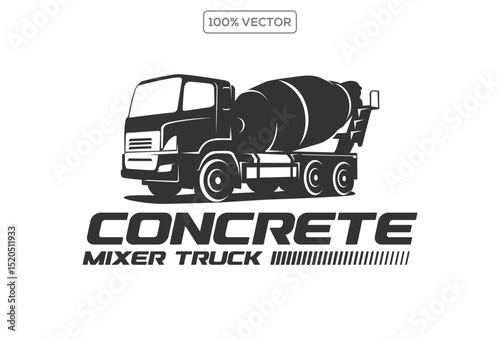concrete mixer truck logo design illustration vector