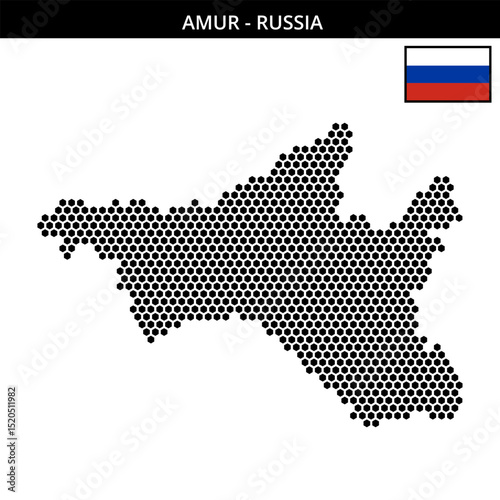Medium hexagonal dotted map of amur in Russia