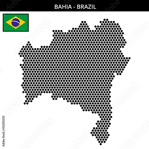 Medium hexagonal dotted map of bahia in Brazil