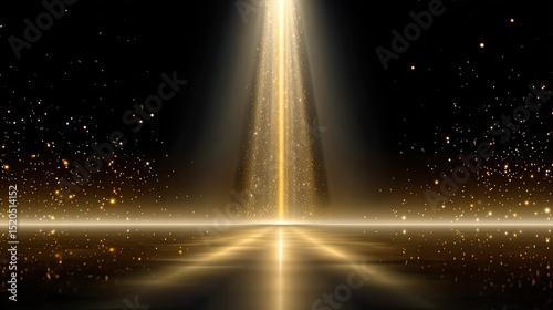 Golden light beam background for corporate celebration or luxury event stage design