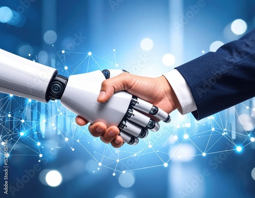 Human-Robot Interaction and Futuristic Collaboration, Generated image