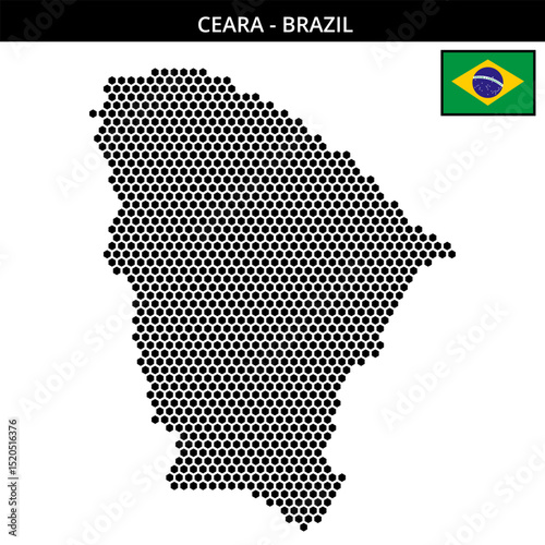 Medium hexagonal dotted map of ceara in Brazil