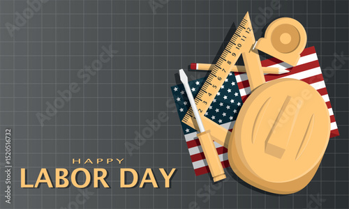 Happy Labor Day Template. US labor day. Construction instrument