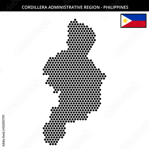 Medium hexagonal dotted map of cordillera-administrative-region in Philippines