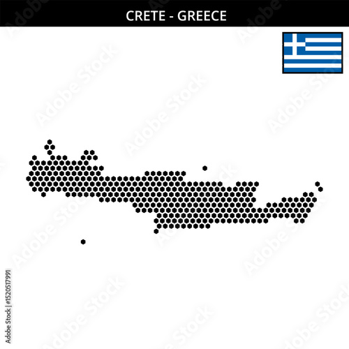 Medium hexagonal dotted map of crete of greece