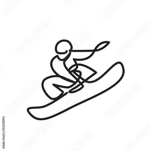 Snowboarding Logo Icon Vector Line Art