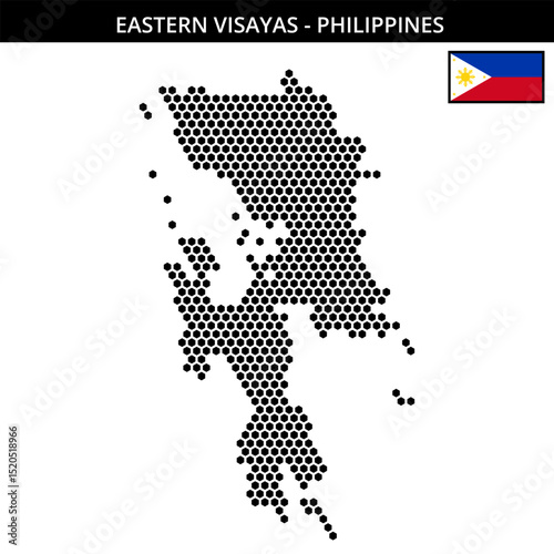 Medium hexagonal dotted map of eastern-visayas in Philippines