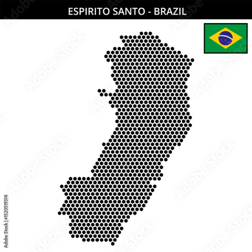 Medium hexagonal dotted map of espirito-santo in Brazil